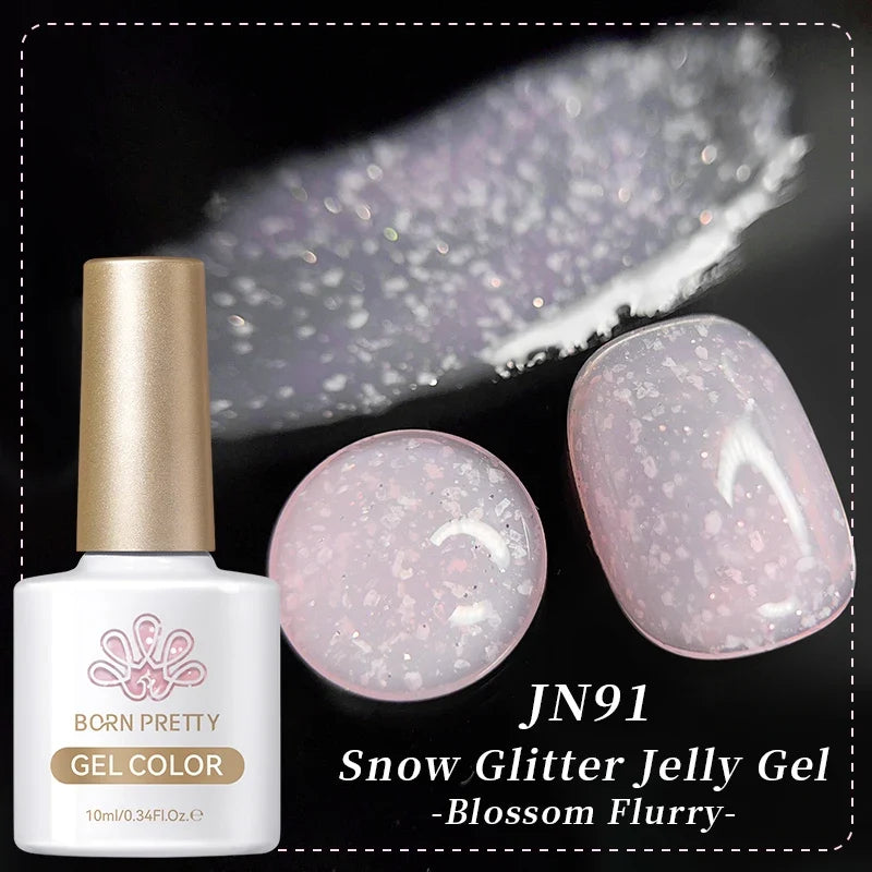 BORN PRETTY 10ml Snow Glitter Jelly Gel Polish Christmas Vernis Semi Permanent Nail Art Soak Off UV Gel Manicure Nail Supplies