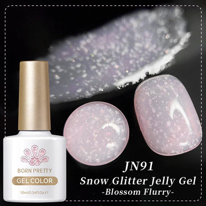 BORN PRETTY 10ml Snow Glitter Jelly Gel Polish Christmas Vernis Semi Permanent Nail Art Soak Off UV Gel Manicure Nail Supplies