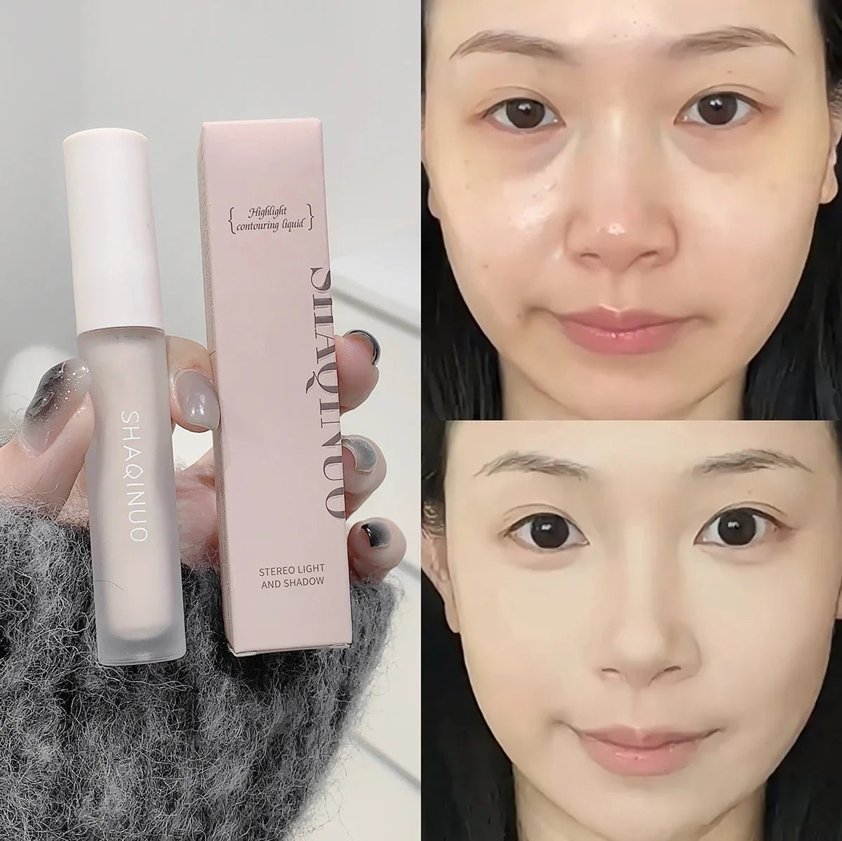 Facial Liquid Contour Stick Concealer Contouring 3D Cement Grey Nose Shadow Cream Brighten Highlighter Bronzer Concealer Makeup
