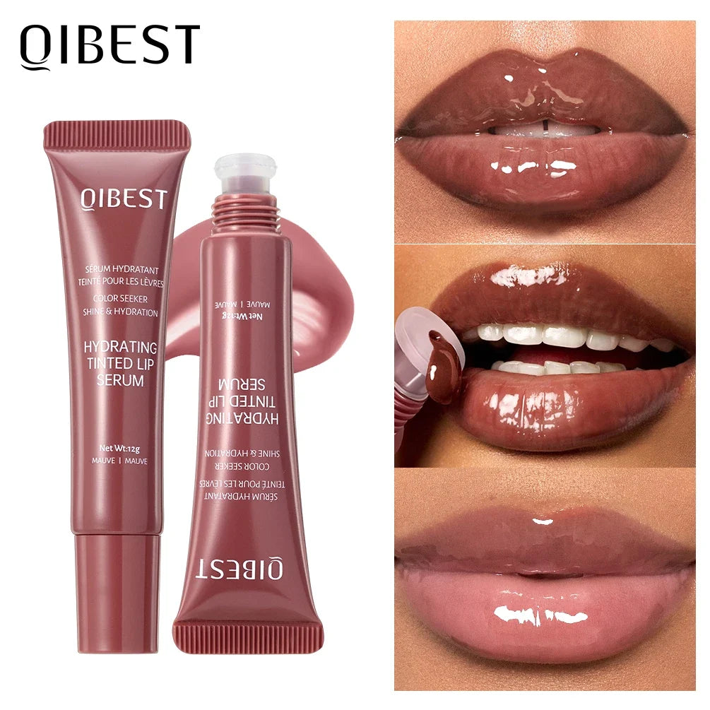 Nude Brown Plumping Lip Gloss Moisturising Colored Lip Oil Transparent Fullness Lips Tint Soft Tube Make Up Beauty Lips Care 12g