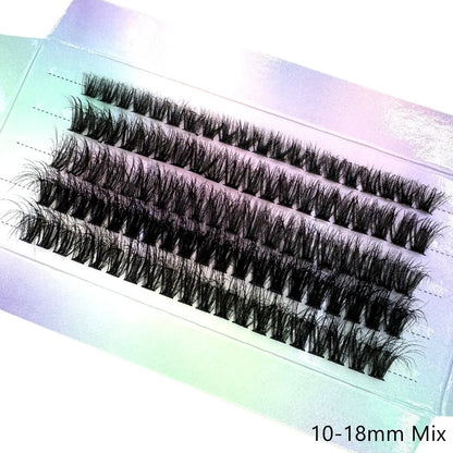10Row 40D-200D 5D Fluffy Thick Lashes Clusters 10-18mmMix Wispy Individual Lashes Extensions Clusters DIY Makeup False Eyelashes