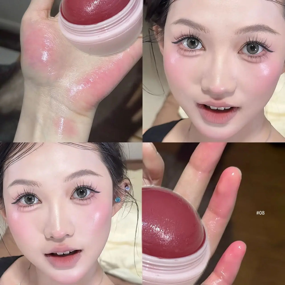 Herorange Peach Ball Cloud Velvet Blush Cream, Fine Powder Texture, Natural Three-Dimensional Effect, Brightening and Color-Enhancing, Dewy Blush, Long-Lasting Makeup, Suitable for Autumn and Winter