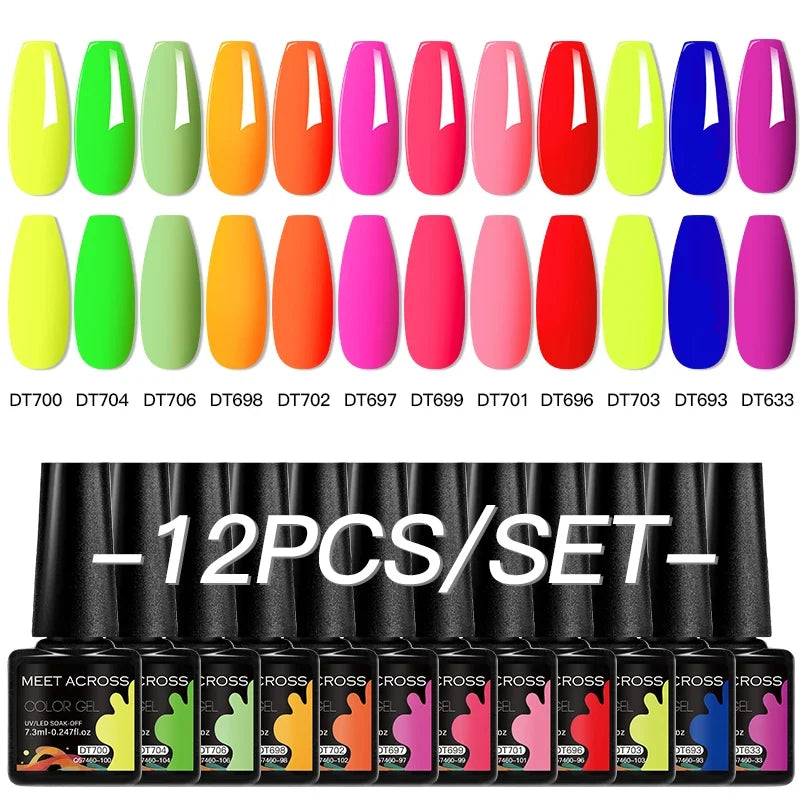 12pc All-season Nail Gel Polish Set Multicolor TPO HEMA Free Long-Lasting UV LED Nail Supplies for Women Daily & Party Wearing