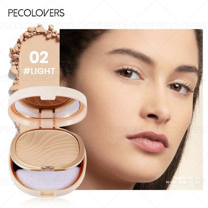 Pressed Powder Foundation, Waterproof, Matte Finish, Full Coverage, Non-Sticky, for All Skin Types, Light to Medium Tone