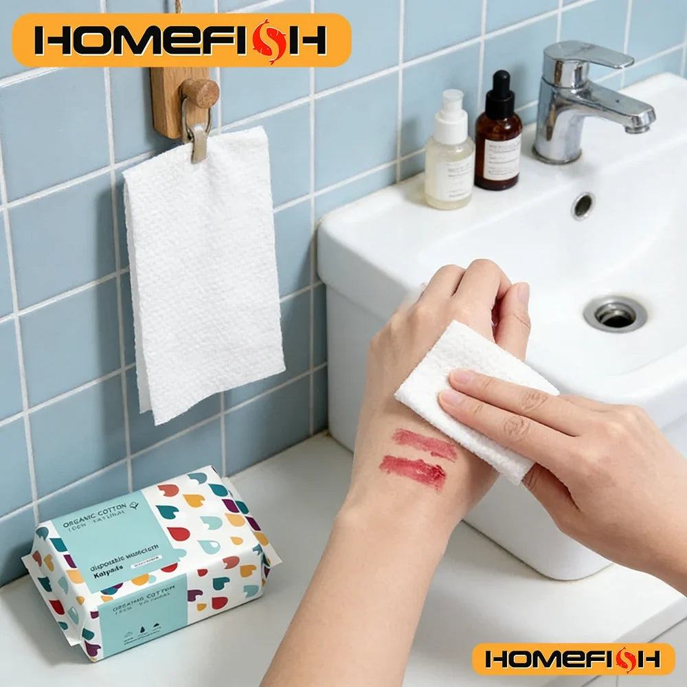 Soft Cotton Disposable Thick Face Towel - Dry Makeup Removing Cleanser Towelettes For Skin Care