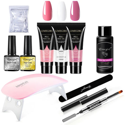 limegirl 15ml Extension Nail Gel Set 6W LED Lamp Full Manicure Set Finger Extend Mold Nail Kit All For Quick Extension Tool Kit