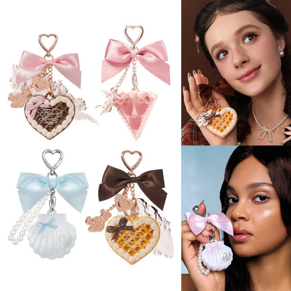 Flower Knows Cupid Sweetie Bear Face Powder with Solid Perfume Highlighter Pendant Long Lasting Portable Scent Makeup Decoration