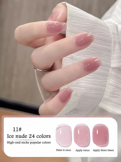 10ML 1-24PCS Milk White Jelly Gel Nail Polish Nail Art 2026 New Popular Nail Supplies UV LED Light Nails Black Red Nails