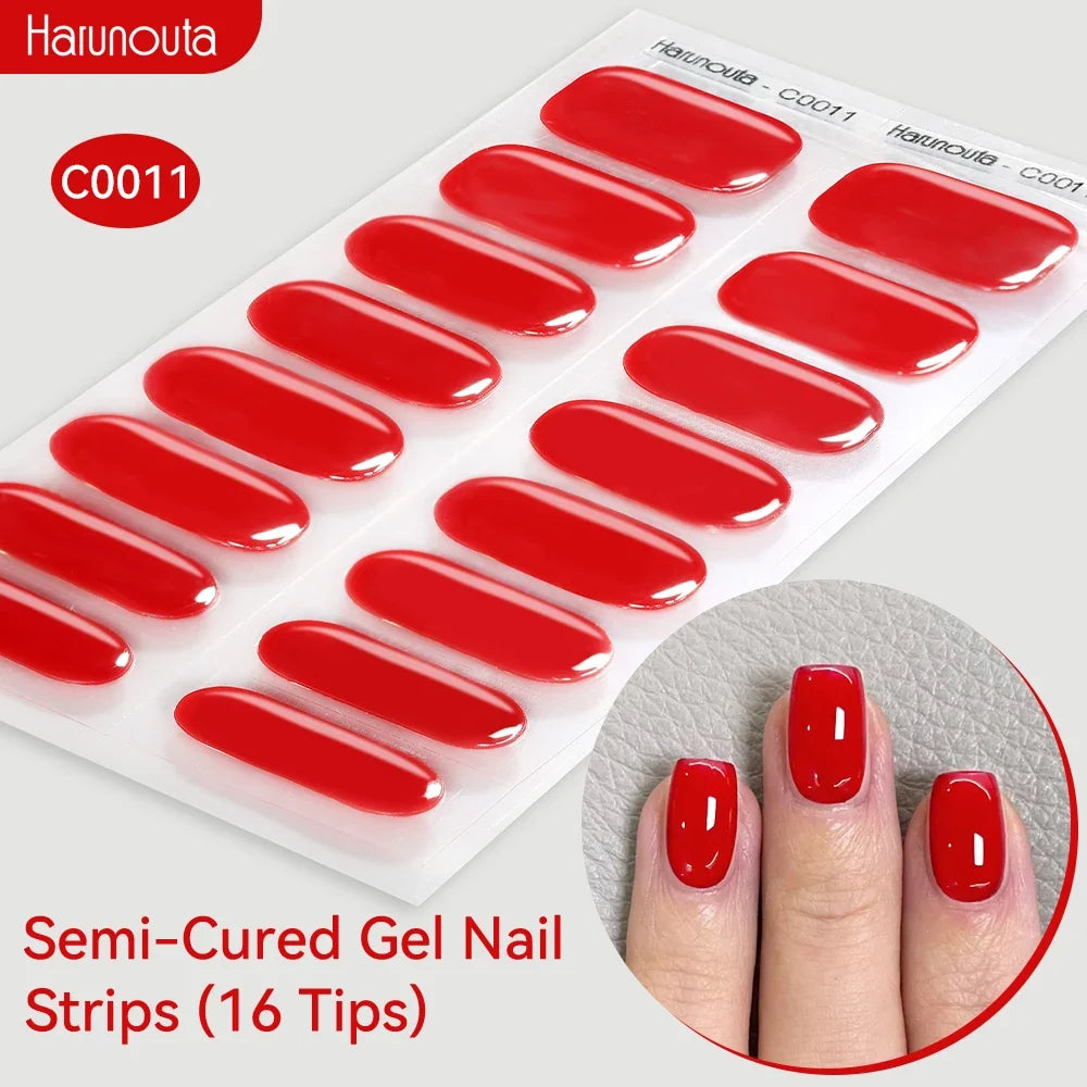 Gradient Auroras Semi Cured Gel Nail Strips Sparkly Shinning DIY Gel Polish Stickers for Nails Works with UV/LED Nail Lamps