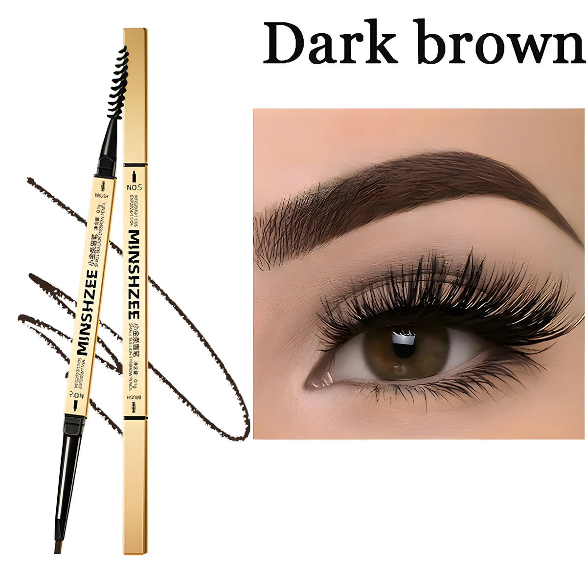 Waterproof Matte Eyebrow Pencil with Brush - Brown Long-Lasting