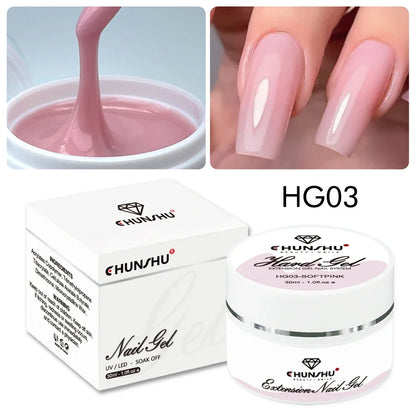 30ML Hard Gel For Nail Extension Milky White Builder Constructor Gel Self Leveling Reinforcement Nail Gels Camouflage Manicure