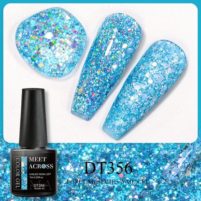 MEET ACROSS 5ml Pink Dried Flower Gel Nail Polish Natural Flower Fairy Nail Art Gel Soak Off UV LED Painting Varnishes For Nails