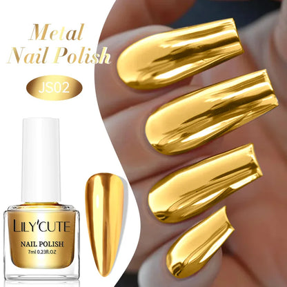 LILYCUTE 7ml  Mirror Metallic Nail Polish No Need of UV LED Lamp Nail Supplies Vernis Red Purple Mirror Effect for Nails