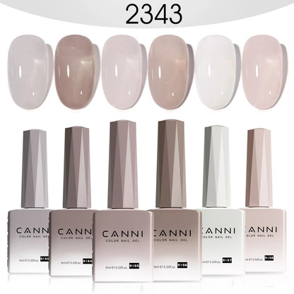 6pcs*9ml CANNI Nail Gel Polish Kit HEMA FREE Jade Jelly Nude Jelly Pink VIP Kit Christmas Gift French Nail Design Natural Color
