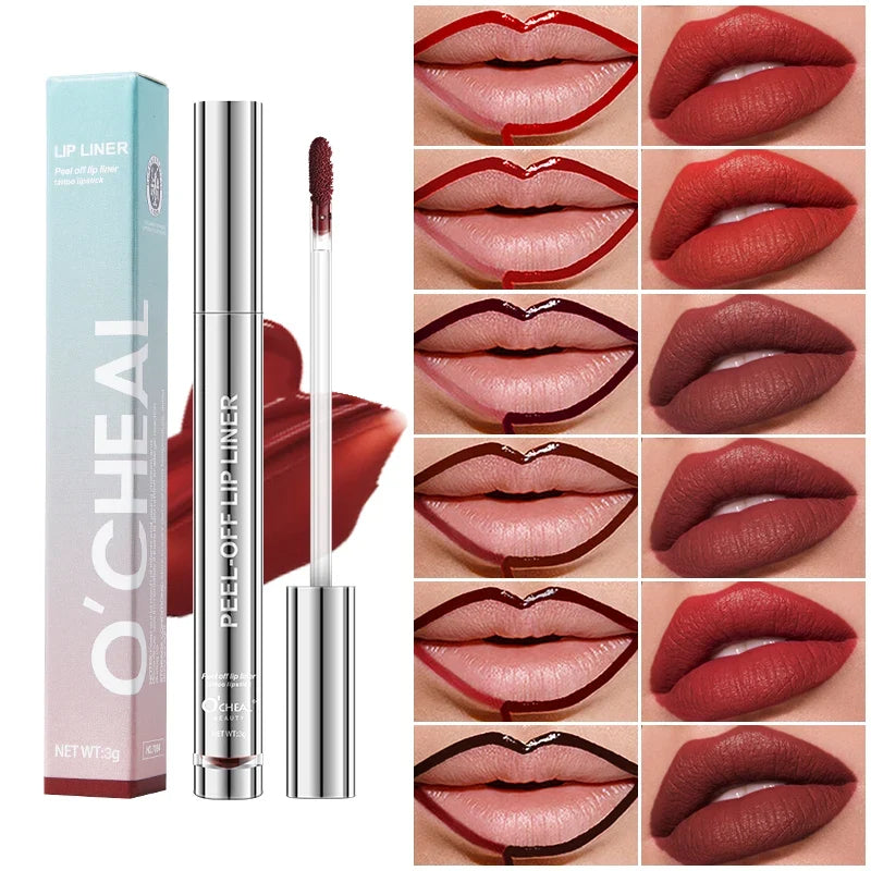 O'CHEAL Peel Off Lip Lip Liner Long-Lasting Lip Gloss High Color Rendering Tear-off 6 Color Waterproof  Matte Lip liner Makeup