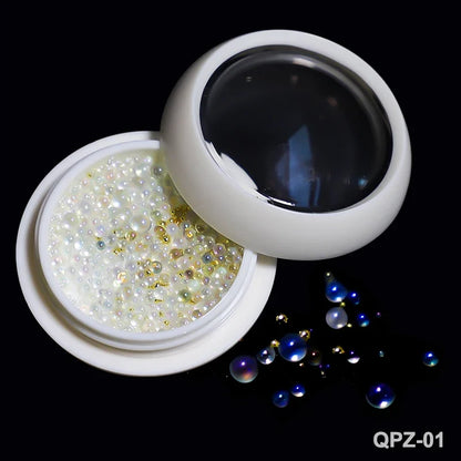White Acrylic Flower Nail Art Decorations Mixed Size Rhinestones Red Blue Gem Manicure Tools Accessories DIY Nails Design 5g