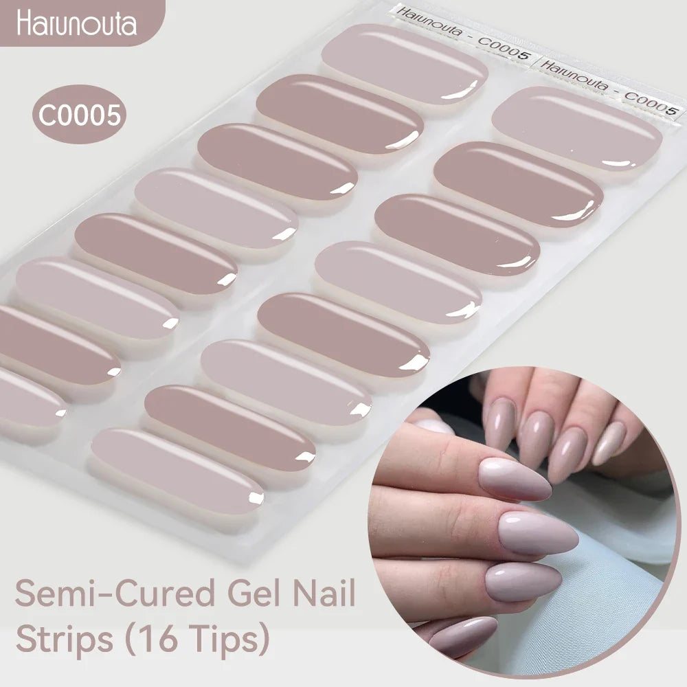 Gradient Auroras Semi Cured Gel Nail Strips Sparkly Shinning DIY Gel Polish Stickers for Nails Works with UV/LED Nail Lamps