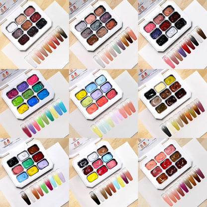 LIMEGIRL 7in1 Nail Gradient Gel Kit Long-lasting Nail Gel Polish Hybrid Color High Texture Gradient Nail Gel for Nail Salon Art