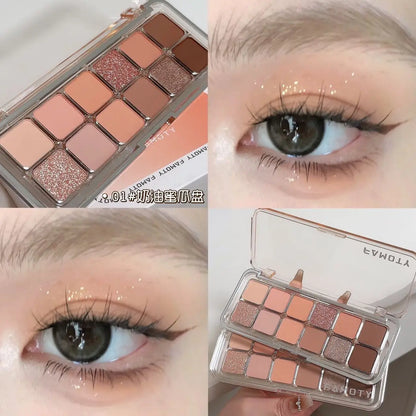 12-Color Matte Eyeshadow Palette - Tea Apricot Earth Tones 12g