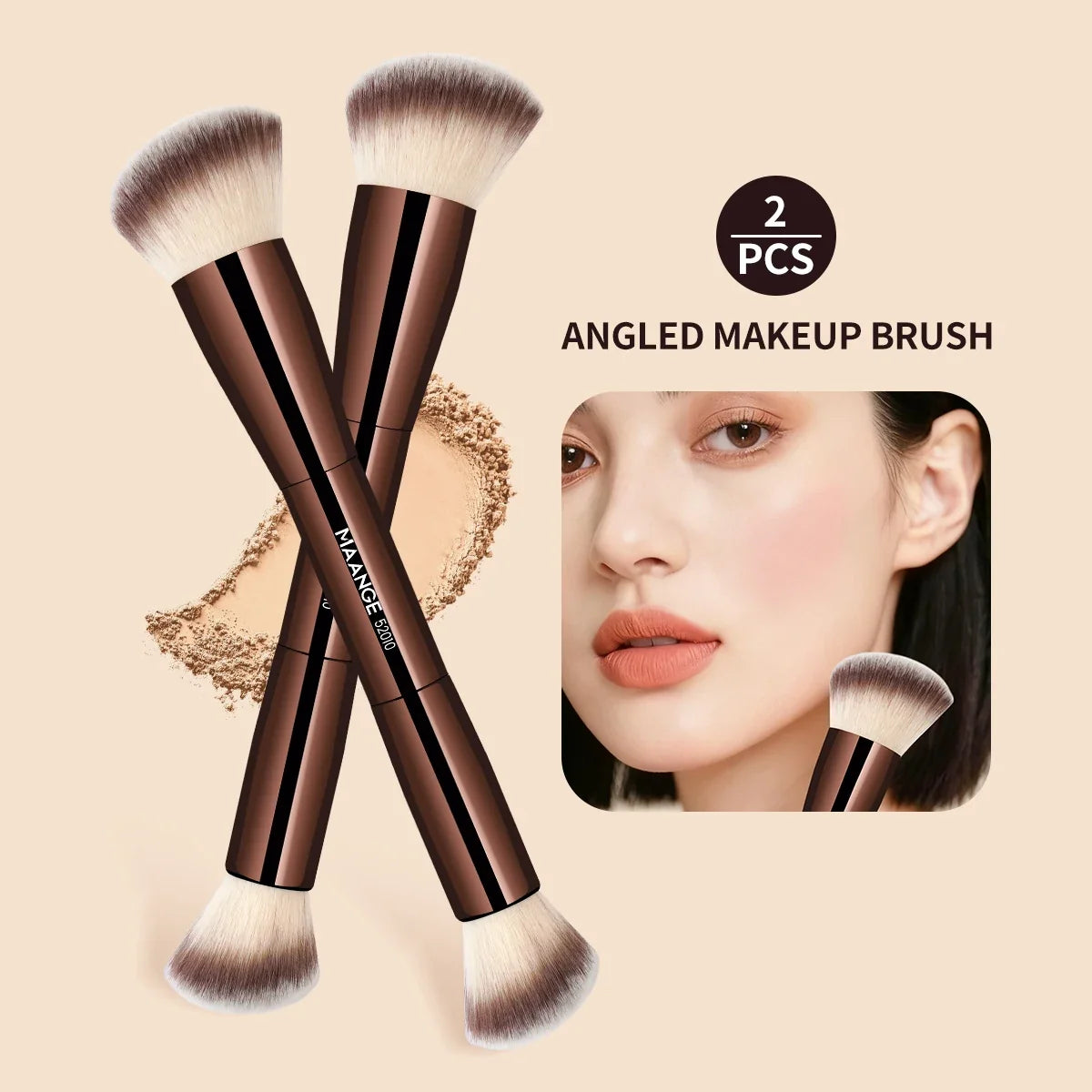 MAANGE Makeup Brushes Double Head Foundation Powder Concealer Blusher Bronzer Makeup Brush Soft Fiber Hair Cosmetic Beauty Tools