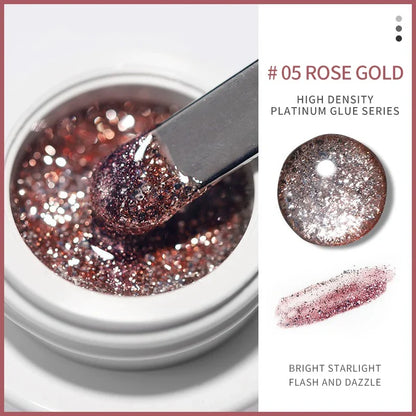 1 Bottle Silver Golden Metal Nail Painting Gel Soak Off Emboss UV Glitter Gel Reflective Professionals Painted Nail Gel Polish
