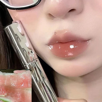 Silver Tube Five-color Clear Water Gloss Lip Gloss Moisturizing Mirror Crystal Jelly Lip Glaze Watery Texture Lip Tint Makeup