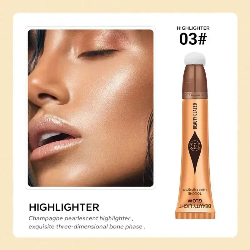 BEAUTY GLAZED 7 Colors Liquid Blush Stick Highlighter Multi Functional Make Up Pen Lip Cheek Waterproof Lasting Cosmetic