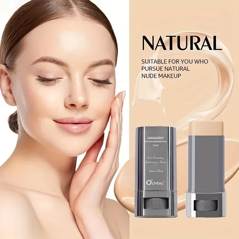 Cream foundation stick, flawless satin powder foundation, long-lasting waterproof full coverage foundation, suitable for conceal