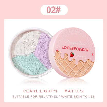 3Color Matte Face Loose Powder Waterproof Oil Control Facial Makeup Powder Natural Smooth Pearlescent Setting Powder Brightening
