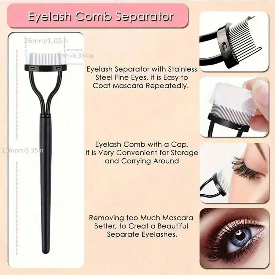 Eyebrow Brush,11-In-1 Eyelash Grooming Kit, Includes Eyelash Curler With Comb Separator, Eyelash Wand,  4 Silicone Refill Pads