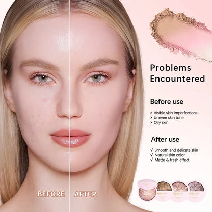Matte Face Foundation Bronzer Pressed Powder Compact Long Lasting Oil Control Translucent Loose Setting Powder For Face Makeup