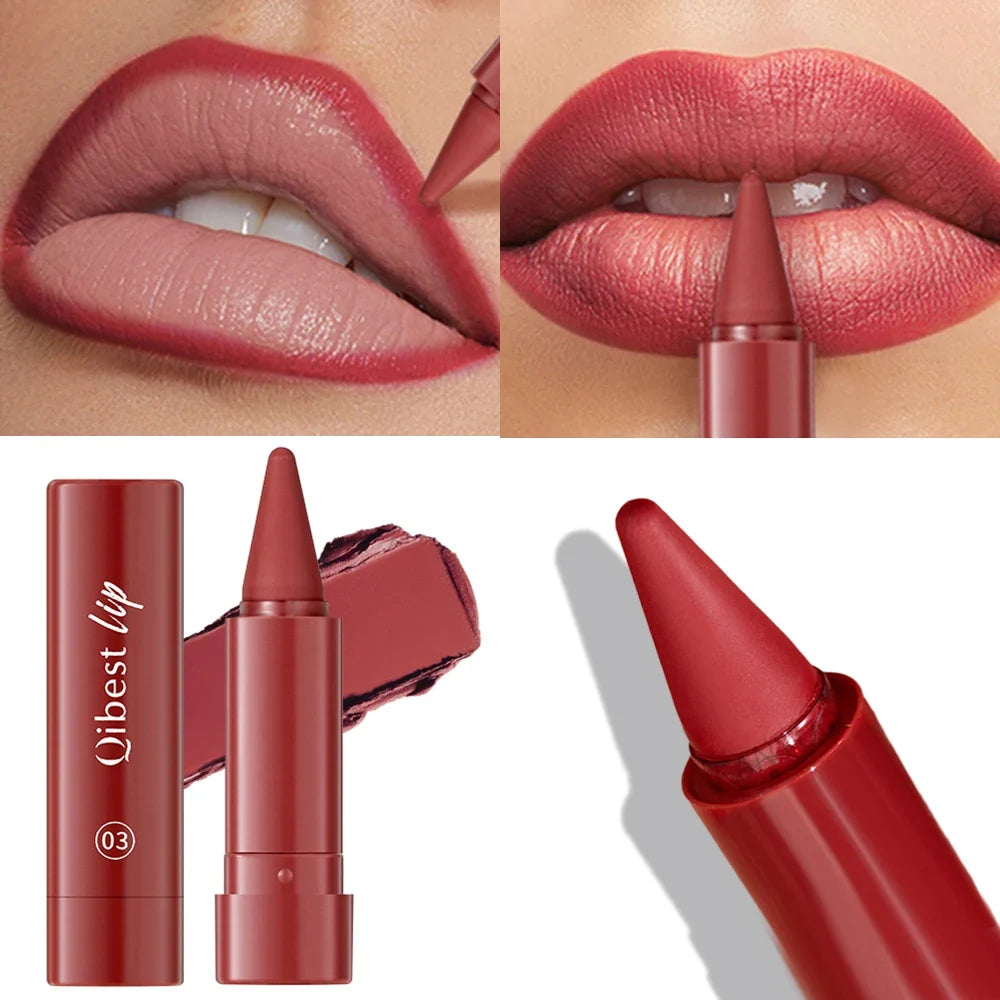 Twist Up Lip Liner Lipstick Pen Multipurpose Powder Blusher Velvet Matte Waterproof Lip Contour Non Stick Cup Lip Rouge Makeup