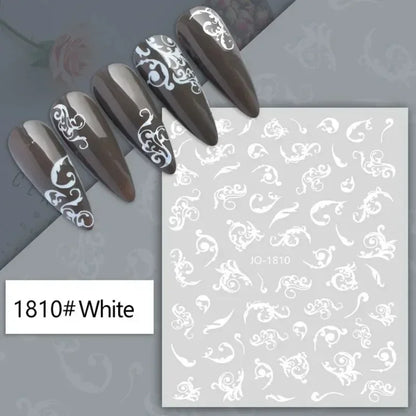 Cherry Blossom 3D Nail Stickers White Flower Petals Nail Art Decals Elegant Wedding Design Spring Sakura Manicure Slider Decor
