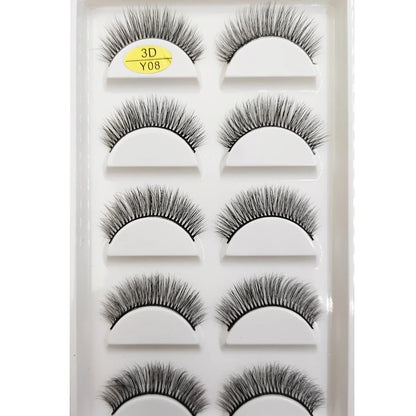 5 Pairs Natural 3D Mink False Eyelashes, Soft Wispy, Fluffy Eye Faux Lashes, Make Up Eyelash, Beauty Cat Cilios, 9 Styles