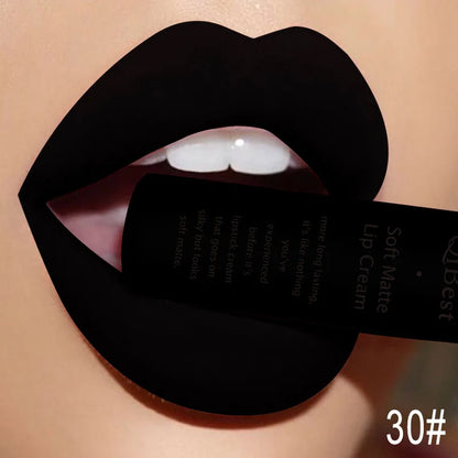 QIBEST Matte Liquid Lipstick Sexy Red Black Nude Lipgloss Waterproof Long Lasting Velvet Lip Gloss Makeup Lip Stain Tint 34Color