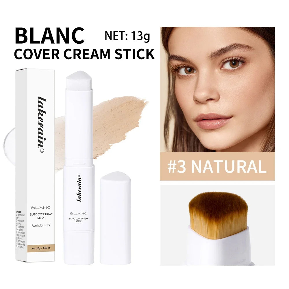 Color Changing Foundation Stick Korean Cover Cream Stick High Coverage Waterproof Dual-Ended with Brush  Base Makeup