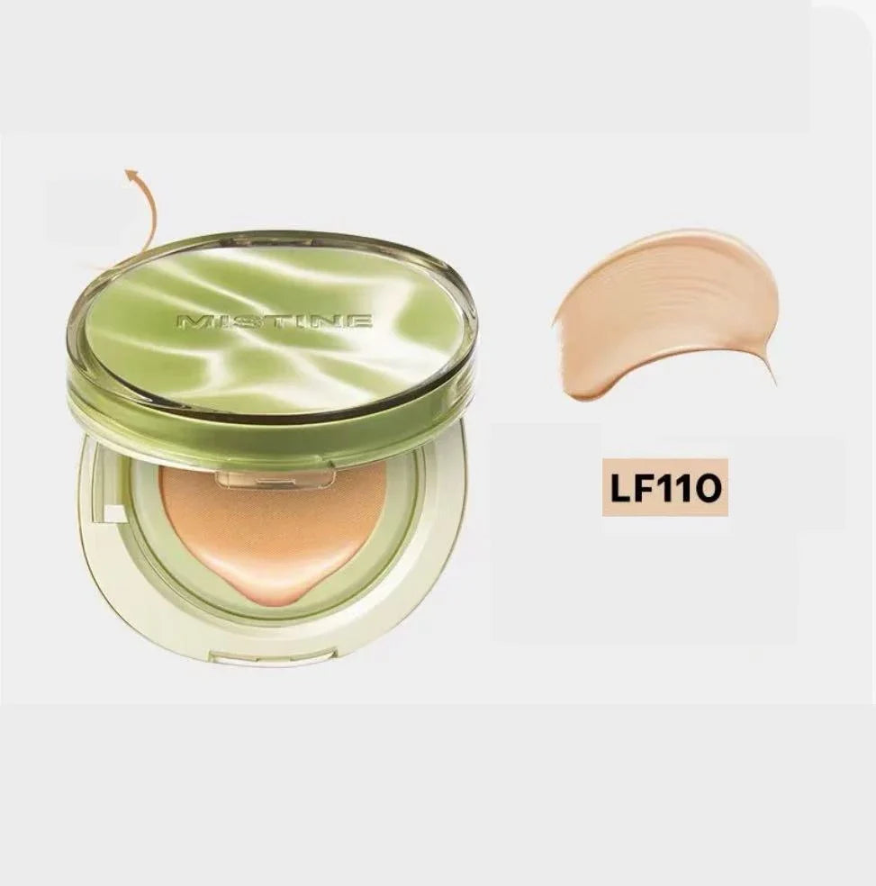 Mistine Foundation Air Cushion Makeup with Natural Dewy Finish Moisturize Nourish Powdered Cream for Dry Skin 13gx2
