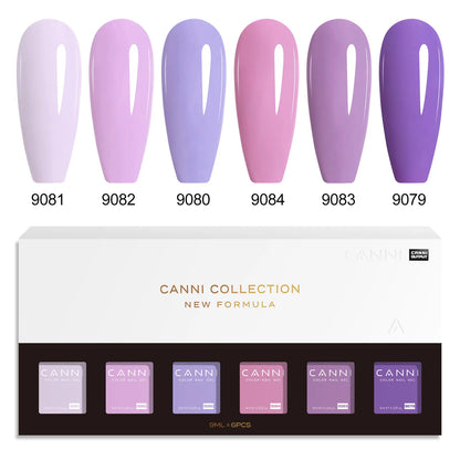 6pcs*9ml CANNI HEMA FREE Nail Gel Polish Set Gorgeous Color Semi Permanent Pigmented Painting Gel Soak off UV LED Gel Nails Kit