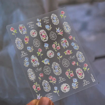 1pcs Dream Flower Window Shell Light Nail Art Stickers Japanese Flower Self Adhesive Stickers Press On Nails Decoration Decals