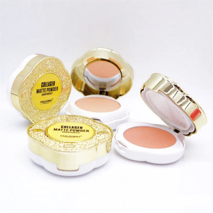 Natural Matte Pressed Powder Oil Control Brighten Whitening Face Base Foundation Compact Concealer Makeup Cosmetics