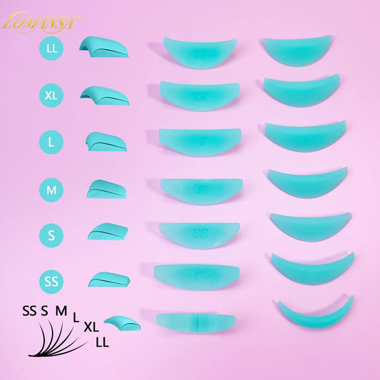 Lomansa 7 Pairs L Curl Silicone Eyelash Perm Pads Sticky Lashes Rod Shield Lifting 3D Eyelash Curler Accessories Makeup Tools