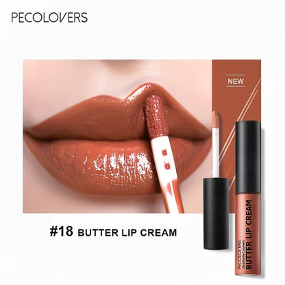 Butter Lip Cream Liquid Lipstick, Non-Sticky, Moisturizing High Pigment For Nude Red Sexy Lip Makeup Cosmetic