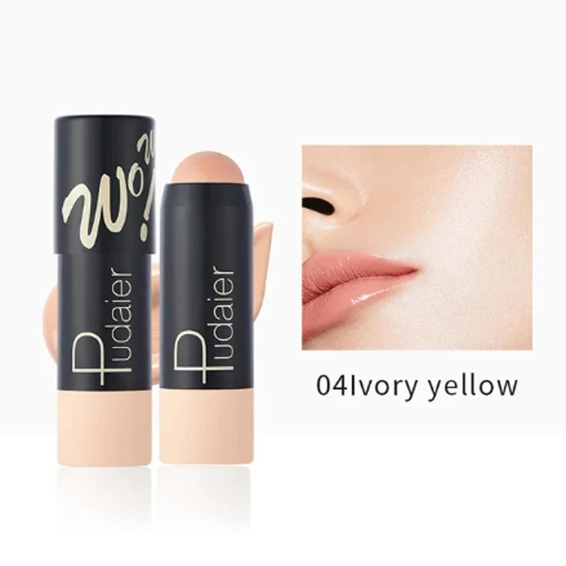 Full Coverage Lightweight Foundation Stick Contour Face Makeup Lasting Nude Foundation Base Hide Blemish Bronzer Cosmetics Brush