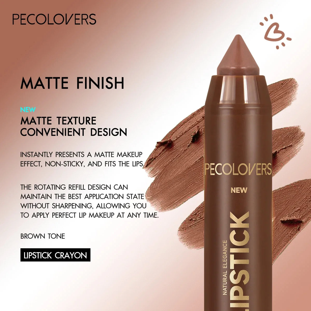 2In1 Matte Lipstick Pencil Waterproof Long Lasting Lip Brown Velvet Lip Liner Pen Lips Makeup Women Cosmetics
