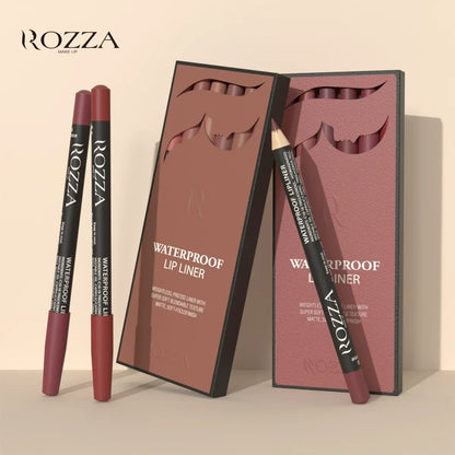 6pcs/Set Rozza Velvet Matte Lip Liner,Long-Lasting Waterproof Finish,Non-Fading,Brown,Pink,Purple Shades,Perfect for All Skins