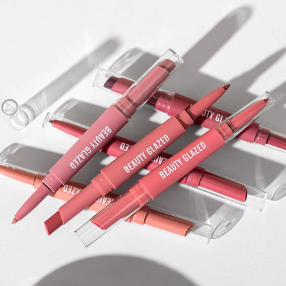 Lip Liner And Lipstick Pen, 2-in-1 Double-headed Lipstick Set , Waterproof Long Lasting Matte Lipstick Gift, Suitable For Daily