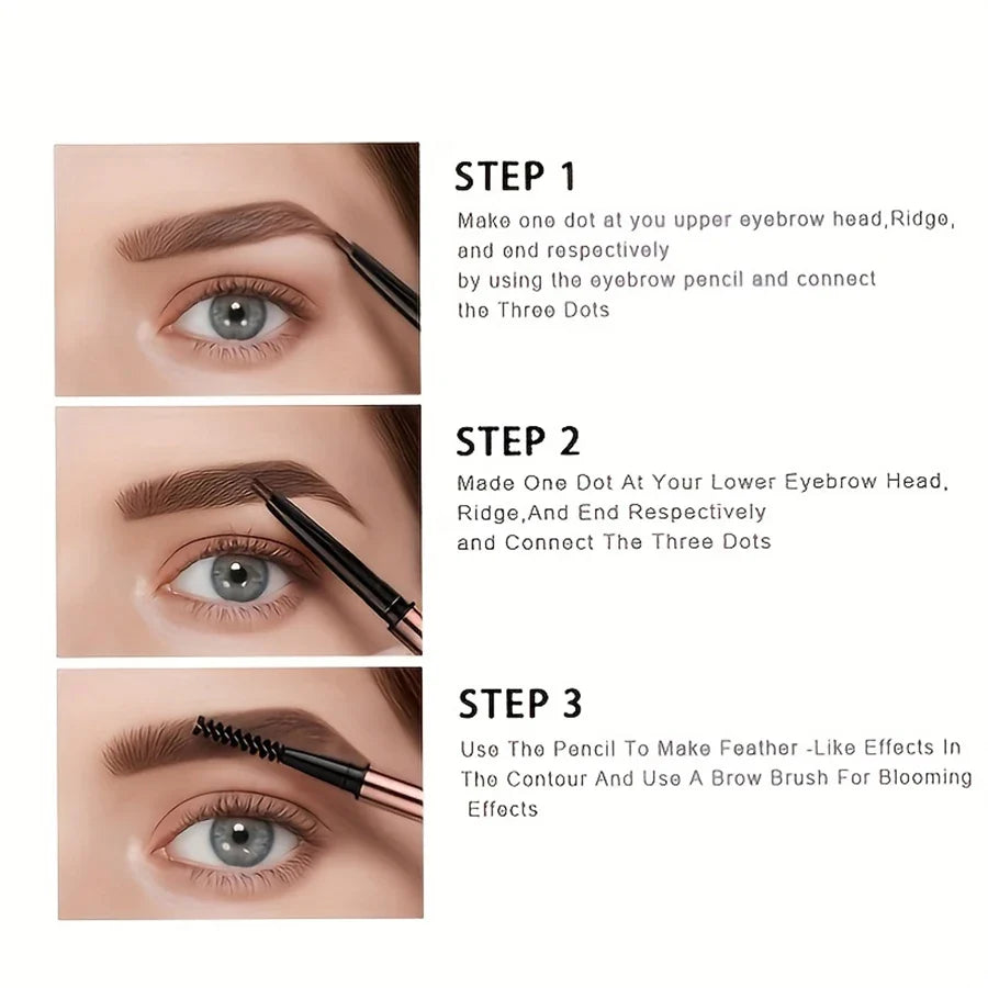 Waterproof Matte Eyebrow Pencil with Brush - Brown Long-Lasting