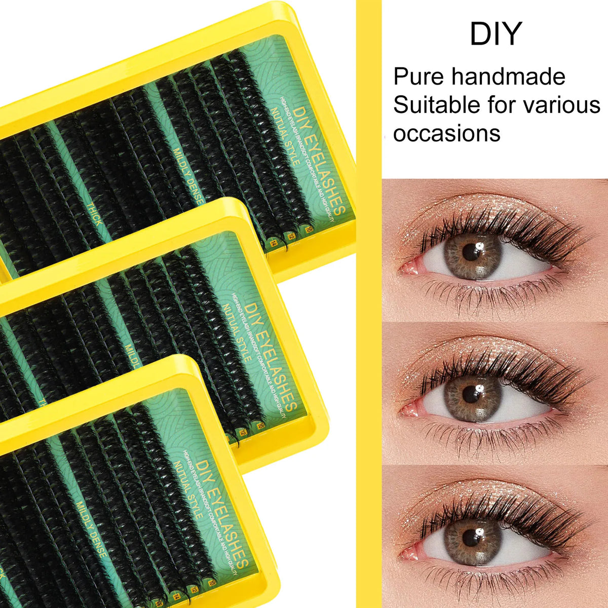 Lash Clusters Kit Natural, 10-16MM Spiky Volume Cluster Eyelash Extensions, Lash Extension Kit Fairy Individual Lashes Cluster 3