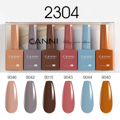 6pcs*9ml CANNI Nail Gel Polish Kit HEMA FREE Jade Jelly Nude Jelly Pink VIP Kit Christmas Gift French Nail Design Natural Color