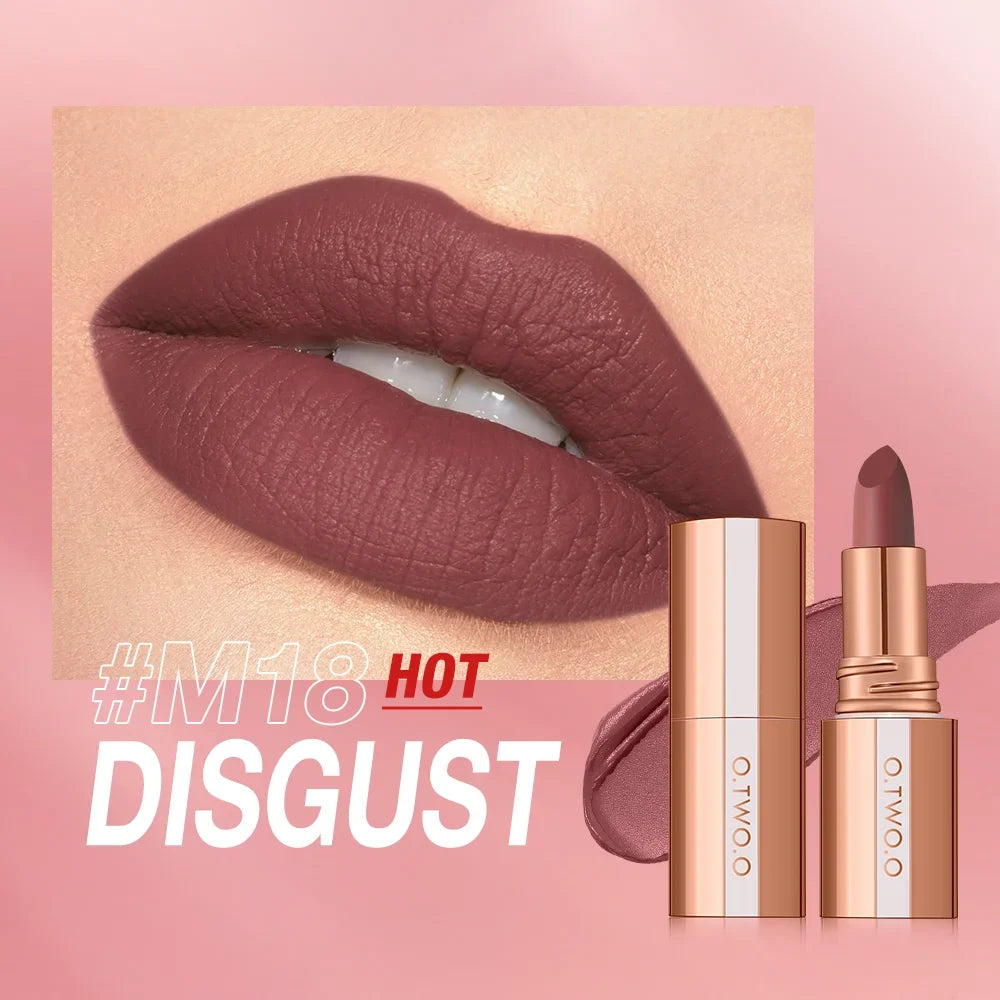 O.TWO.O Matte Lipstick Lip Tint 14 Colors Waterproof Long Lasting Non-transfer Smooth Highly Pigmented Velvet Lip Sticks Makeup